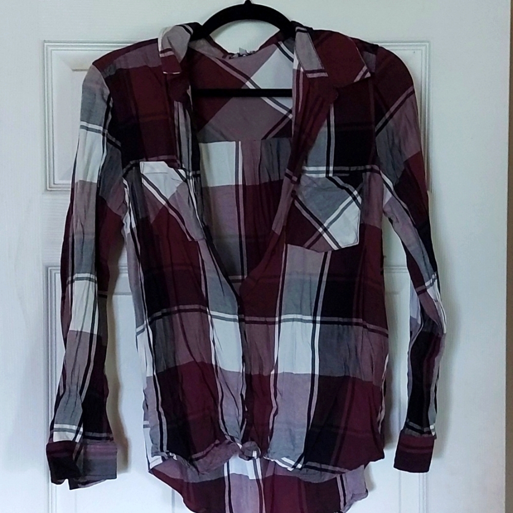 Burgundy plaid shirt